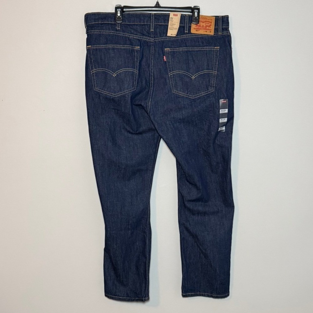 Levis 511 Slim Fit Dark Wash Indigo Denim Jeans Mens 42x30 NWT - Picture 2 of 8